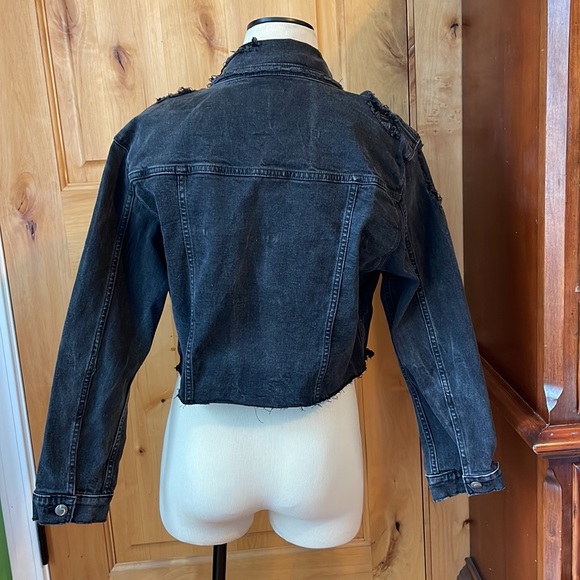 Taylor Hill x JOE’S JEANS Princess Black Distressed Denim Cropped Jacket EUC M - Picture 4 of 12